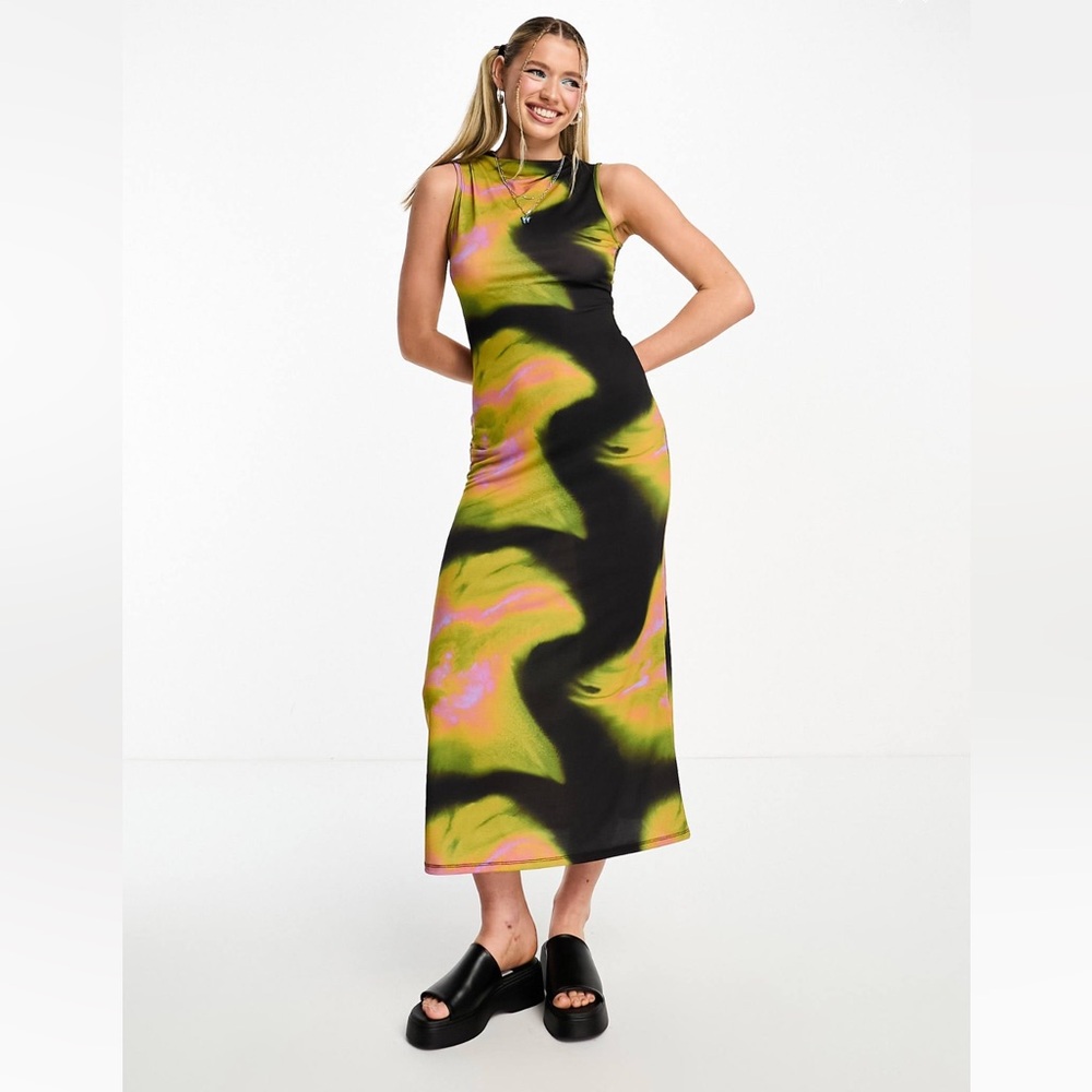 COLLUSION Multicolor Printed Maxi Dress Size 14